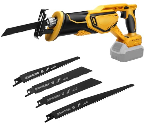 Roadtime Sierra Sable Inalámbrica para DeWalt 20 V baterías (sin batería),motor sin escobillas 0-4000 RPM Sierra Electrica de Velocidad Variable, con 4 Cuchillas para Cortar PVC/Madera/Metal ﻿