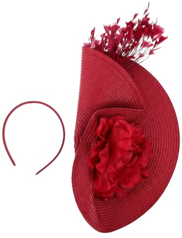 Healeved Exaggererad Cocktail Fascinator med Blom Fjäderdetaljer Lätt och Bekväm Bröllopshuvudbonad för Vintage Teparty Formella Tillställningar och Festliga Kläder