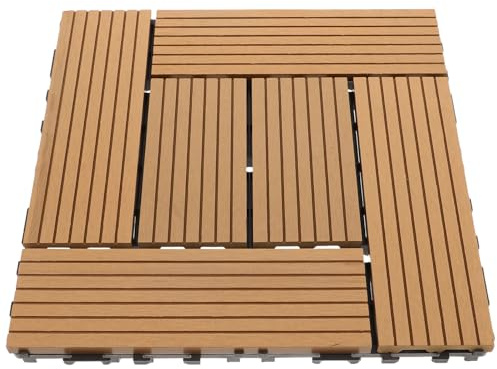 HONMEET Pavimenti Esterni in Plastica Piastrelle da Giardino Resistenti alle Intemperie Texture Legno Realistica Antiscivolo per Terrazze Balconi e Patio Facili da Installare DIY