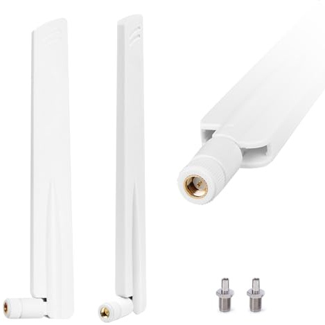 Antena 5G LTE 18DBI RP-SMA/TS9 Omni-Direccional Alta Ganancia 600-6000MHz para Routers Inalámbricos, Antena WiFi Exterior，3G/4G/5G/GSM/GPRS, Antena 5g，Extensores y Cámaras de Vigilancia (Blanco)