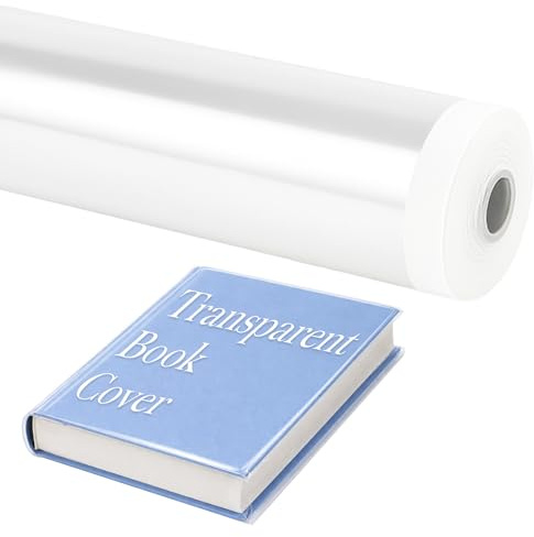 Rotolo di copertina per libri, 33 cm x 5 m, pellicola protettiva trasparente con striscia autoadesiva, per libri scolastici, quaderni e documenti, protezione semplice da tagliare su misura per uso