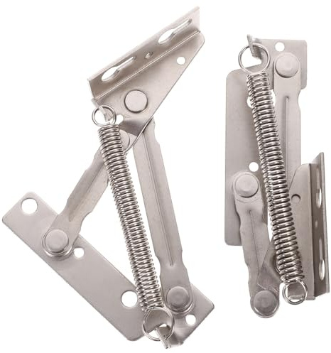 BUTIFULSIC Spring Loaded Cabinet Hinge 85° Vertical Folding Support Spring Hinge for Sofa, Wooden Box, and Folding Bed Doors, 1 Pair Small Size