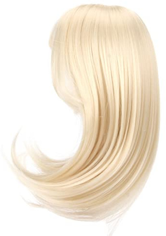 mingzhe Parrucca per Bambola 1/6 con Snodo Sferico, Capelli Lunghi Color Oro Latte con Frangia, Seta Ad Alta Temperatura, Elastico a Rete Interno per Bambole da 15,5 a 17 Cm