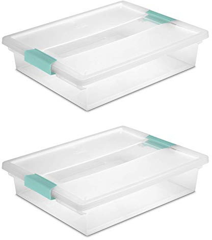 STERILITE 19638606 Large Clip Box, Clear with Blue Aquarium Latches