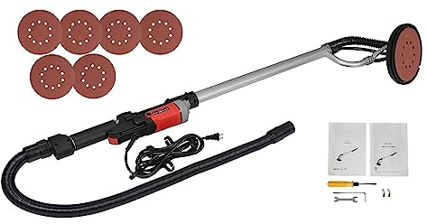 BBBuy 800W Drywall Sander Commercial Electric Sander with 6 Pcs Sanding Pads Discs Adjustable Variable Speed 1000-2000 RPM Wall Sander with Extendable Handle