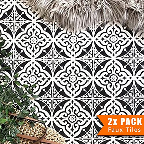 2 x Faux Tile Stencils - Paint Tile Effect on Floors Walls Furniture - Turin 6 (152mm) Multi 6-Tile