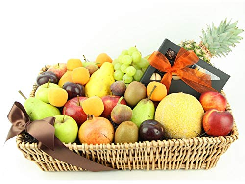 Sweet Celebration Fruit Basket - Fruit Gift Baskets and Gift Hampers with Next Day UK delivery with Personal Message attached