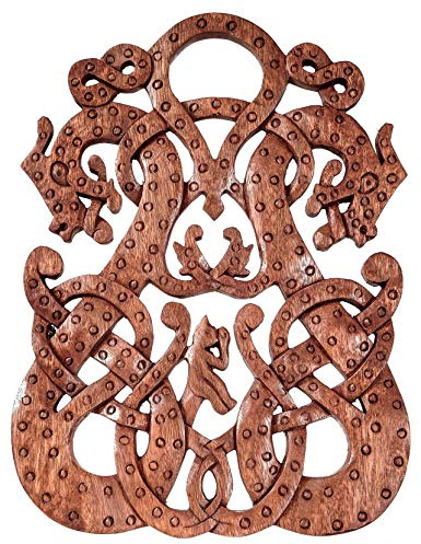 Windalf Wanddeko Dwalin h: 37 cm Wikinger Drachen Handarbeit aus Holz