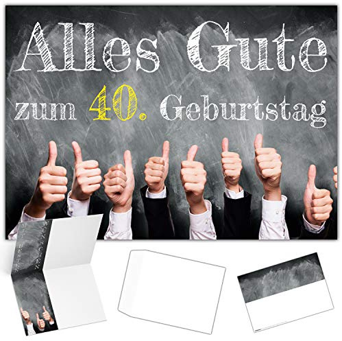 A4 XXL 40 Geburtstag Karte DAUMEN HOCH mit Umschlag - edle Geburtstagskarte - Glückwunschkarte zum 40. Geburtstag für Mann & Frau von BREITENWERK
