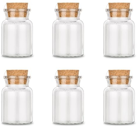 Ankerkraut leeres Korkenglas, klein, 6 leere kleine Gewürzgläser, zum Abfüllen von Gewürzen, Kräutern oder Bonbons, großartiges Gastgeschenk, 170ml, Embossing