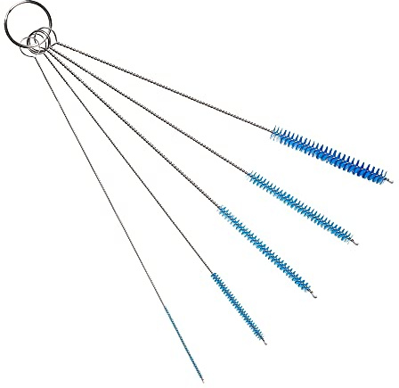 10 Tube Cleaning Brush Set, 5 Pack Small, Extra Long Nylon Straw Brushes with Flexible Handles for Bottles, Cleaning Straws, Pipe Cleaners, Keyboard, Glass, Guns, Detailing and Deep Cleaning, Blue