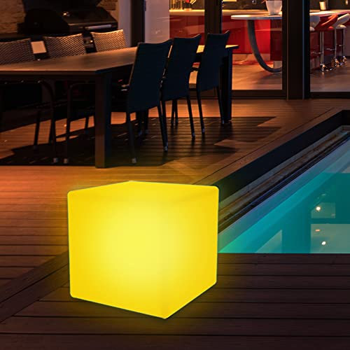 wuuhoo® LED Solarlampe Kubi mit 16 Farben 20-50cm, wetterfester und dimmbarer LED Würfel mit Fernbedienung, Solar Würfellampe für Drinnen und Draußen, Gartenlampe, Gartenbeleuchtung 50 cm