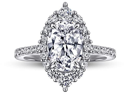 Aotiwe Bague 925 Argent Femme, idee Cadeau Anniversaire Bague Marquise entièrement en zircone Or Blanc Style5 avec Marquise Zircone Taille 51.5