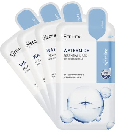 Mediheal Best Essential Mask Hydrating Moisturizing Calming Soothing Lifting (Watermide 4 Pack)