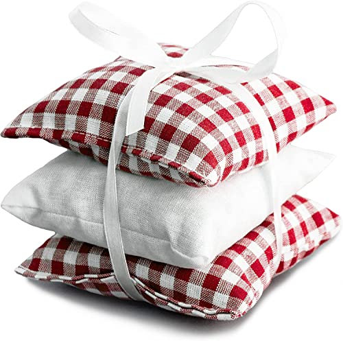 Duftkissen Minze - Kräuterkissen 3er Set mit je 9x9cm - rot-weiß-weiß - 100% naturrein. Pfefferminzkissen