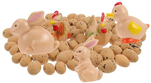 Theaque 1 Set Osterdekorationen Osterei Hase Küken Ente Miniaturen DIY Zubehör für Osterkranz