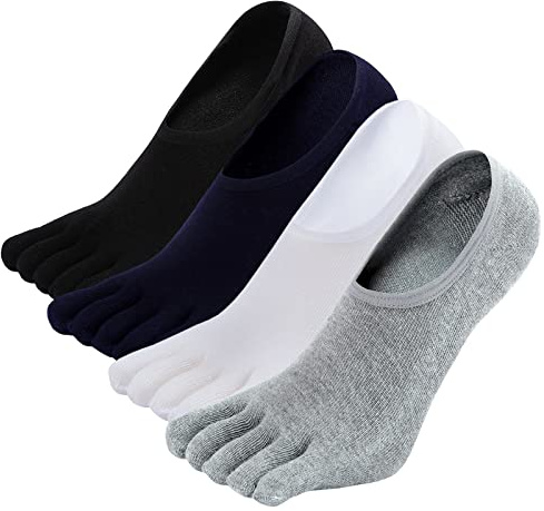 PUTUO Calzini Fantasmini con Dita da Uomo: Calze Invisibili a 5 dita in Cotone da Uomo Calzini Corti Sportive Traspirante con Taglio Basso per Lavoro e Casual 4 Paia 39-42
