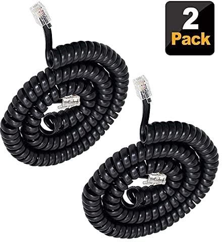 ERHUO Cavo telefonico a spirale, 4 m, confezione da 2 m, cavo telefonico, 4 p4 C, cavo avvolto, 0,45 m fino a 4 m, cavo per ascoltatori a rete fissa Rj9 a 360° anti-angolo, girevole S1