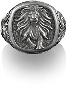 BySilverStone Jewelry – Quadratischer Siegelring Mit Mähnenlöwe, Siegelring Mit Sternzeichen Löwe, Geschenke Für Löwe Für Frauen, Siegelring Mit Astrologie Für Herren, Geschenk Für Freund