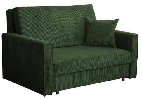 Mirjan24 Sofa Viva Bis Premium II mit Schlaffunktion, 2 Sitzer Polstersofa mit Bettkasten inkl. Kissen, Schlafsofa Sofagarnitur, Bettsofa, Wohnlandschaft, Stoff: Cord (Poso 14)