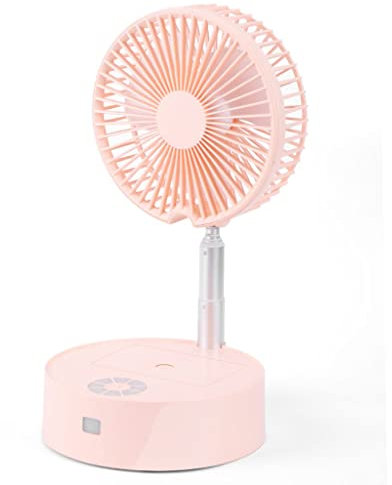 NAKEAH Mini fan Folding Fan Spray Telescopic Desktop Small Fan Big Wind Mini Floor Electric Fan Humidification Air Conditioner Ultra-quiet Electric Fan Portable Cooling fan (Color : Pink)