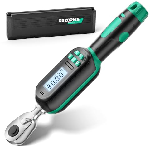 KOEORWS Llave dinamométrica digital de 1/4 pulgadas, 1.11-22.13 pies de libra/1.5-30 N.m, llave dinamométrica electrónica pequeña con valor preestablecido, zumbador e indicador LED, llave