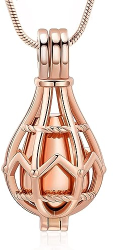 QGJNSGC Urne Halskette Openwork Teardrop Urne Medaillon Asche Halskette Memorial Schmuck Einäscherung Schmuck Beerdigung Keepsake Schmuck Asche-Halter