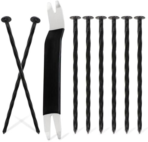 Bakulyor 50 Pack Metal Landscape Stakes, 6 Inch Artificial Turf Spikes, 6 Gauge Large Landscaping Nails, Black Edging Anchoring Staple for Garden Ground Grass Lawn Paver Timber Border Weed Barrier 6