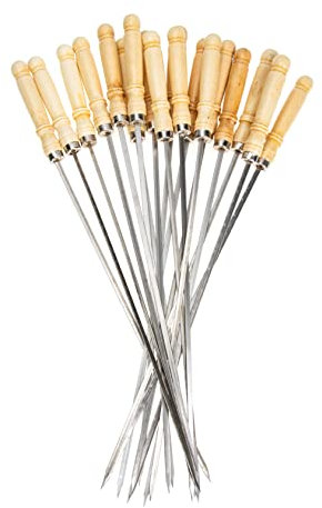 Supvox 18stücke Edelstahlspieße Mit Holzgriff Bbq Fleischspieße Für Grillen Camping-bbq-sticks Spieße Zum Grillen Für Gemüse Obst Und Mehr