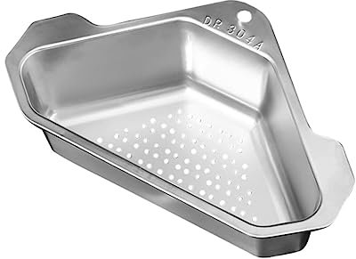 Veemoon 304 Stainless Steel Triangle Corner Sink Drain Basket Kitchen Strainer Filter Basket for Sink Storage and Residue Collection Silver