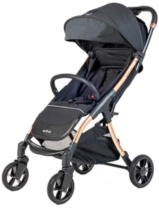 Passeggino G-Moove 0-22 kg. Leggero, Perfetto dalla Nascita - Telaio Rose Gold, Tessuto Nero