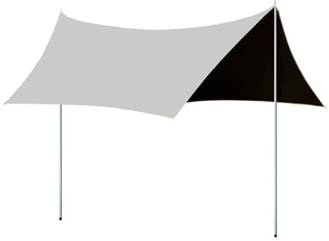Walkervo Camping Zeltplane Wasserdicht Mit 2 Stangen Tarp Ultraleicht 4x3m Mit 8 Erdnägel+ 8 Seilen Anti-UV Schnee Regen Schutz Leicht Kompakt Für Hängematte Camping Wandern Picknick Reisen, Beige