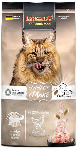 LEONARDO Katzenfutter Adult GF Maxi, 1,8kg Beutel, Geflügel, große Kroketten, getreidefreies Trockenfutter für Katzen, Made in Germany