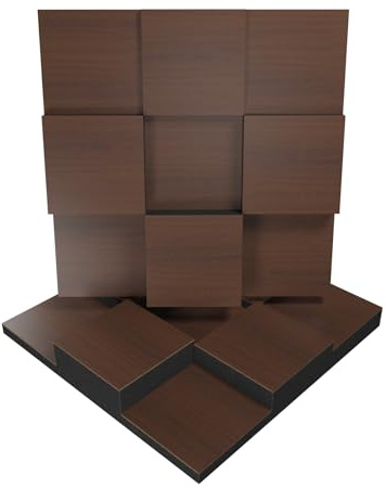 2 PACK — Acoustic Soundproofing Diffusion Panel | Acoustic Treatment for Recording Studio Home Office Podcast Living Room | Absorption - Reflection | Color Plates: (Nut, EDISON)