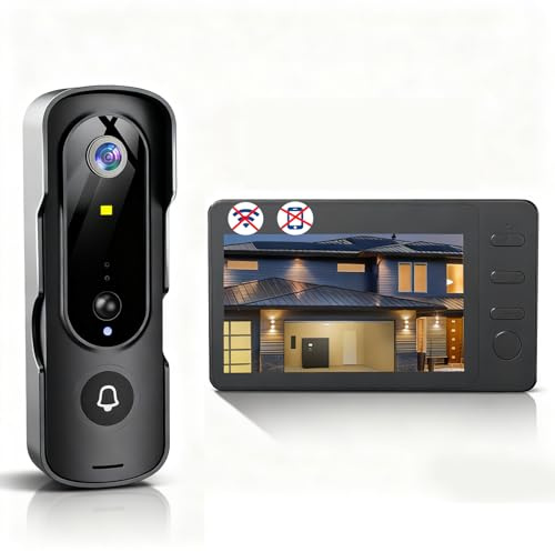Video Doorbell Camera -Wireless 1080P HD Security with 4.3 Screen , No WiFi/No APP Needed/No Subscription,Rechargeable Battery, 2-Way Talk, Motion Detection, HomeKit , Perfect for Indoor & Outdoor