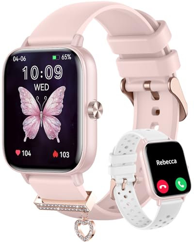 Orologio Donna Smartwatch 1.85” Smart Watch con Effettua/Risposta Chiamate 110+ Sportive Fitness Tracker con Contapassi Sonno Cardiofrequenzimetro da polso Orologio Digitale per Android iOS, Rosa
