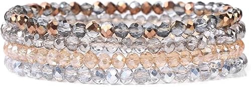 Uwiyo Damen Kristall Perlen Armband, Boho Mehrschichtiges Steine Armbänder Bohemian Kristall Perlen Armband Modeschmuck für Damen Mädchen Freundin