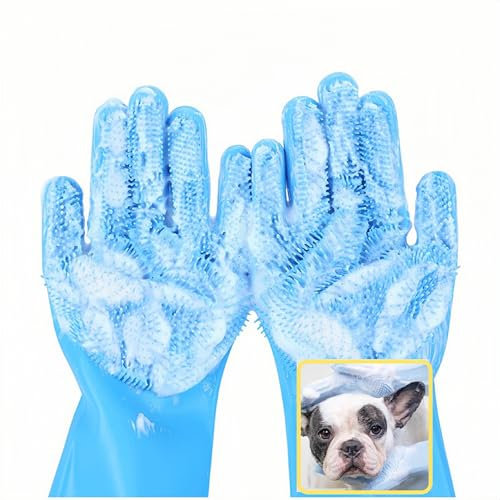 Cleaning Gloves Multifunction, Dog Grooming Gloves, Kitchen Gloves, Washing Up Gloves Large, Heat Resistant Silicone Gloves Household, Bathing and Massaging Easy To Clean, Perfect For Dogs And Cats