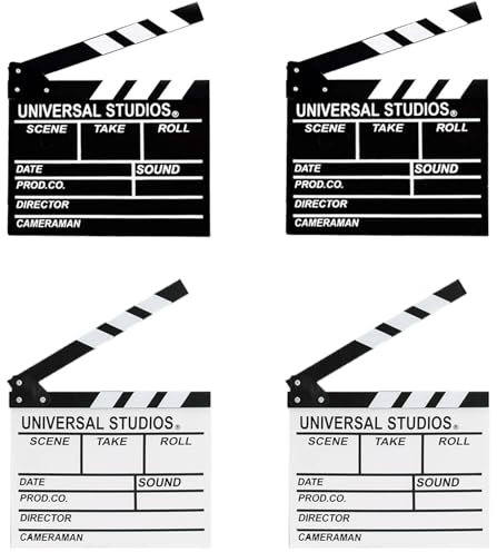 Cobenga Lot de 4 claps de film en plastique pour réalisateur, facile à découper et à effacer, pour films, émissions de télévision, studio en direct