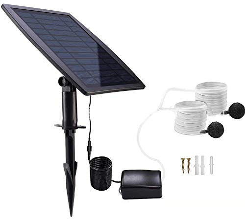 Yolispa Solar Sauerstoffpumpe 2.4W Solar Teichbelüfter 3 Modi Luftpumpe Aquarium Oxygenator Solarbetriebener Belüfter Luftpumpe Wassersauerstoffpumpe mit Rohr Luftblasensteinen für Gartenteiche