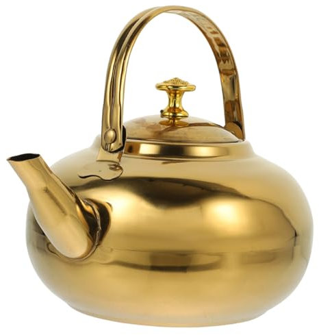 Whistling Kettle,Pot Tea Kettle Metal Water Kettle Home Supplies Stainless Steel Teakettle Tea Supply Tea Brewer Machine Household Teakettle Tea(Gold)