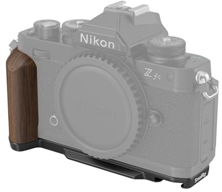 SMALLRIG Z fc Holzhandgriff, L-förmiger Griffhalter für Nikon Z fc Kamera, seitlicher Griff im Retro-Stil mit 1/4-20 Gewindeloch, Blitzschuh, Schnellwechselplatte für arca (Schwarz) - 4802