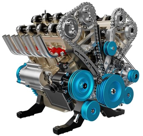 BuildCubes 1/3 V8 Förbränningsmotor byggsats, 500 stycken metall V8 motormodell, 8-cylindrig mekanisk motor modellbyggsats för fysik experimentleksak, gåva för vuxna
