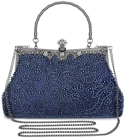 BAIGIO Clutch Damen Elegant Abendtasche Vintage Clutches Tasche Floral Handtasche Umhangetasche fur Party Hochzeit Brauttasche Spitze Kettasche