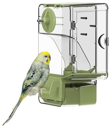 Automatic Bird Feeder, Bird Cage Feeder with Perch Multi-Functional Holder for Fruits Vegetables for Parakeet Canary Cockatiel Finch (Green)