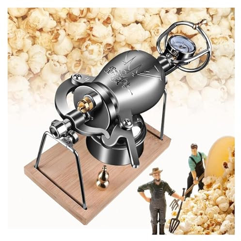 YTBHSHXZ Fabricante chino de palomitas de maíz de acero inoxidable 304 con manómetro de precisión, Mini máquina de palomitas de maíz Retro Nostalgia(300ML)