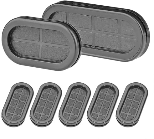 Ctyjia 10 Pieces Rubber Grommets, 20 x 45mm Grommets, Oval Wire Grommets, Double Sided Rubber Hole Plugs Grommets, Black Rubber Hole Plugs for Wire Cable Wire