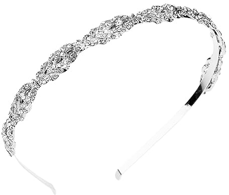 FRCOLOR Cerchietto Corona in Lega Color Argento con Cristalli, Accessorio Chioma da Sposa Elegante e Delicato per Party e Festività