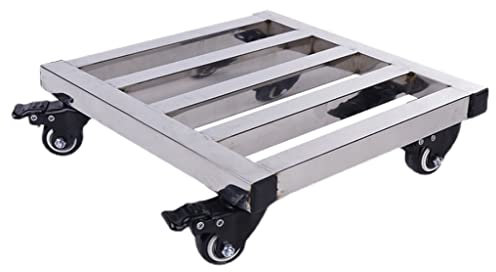 Sottovaso in acciaio inox con vassoio mobile e ruote, per piante da giardino interne ed esterne, base quadrata per vaso da fiori, 50 cm, colore: A