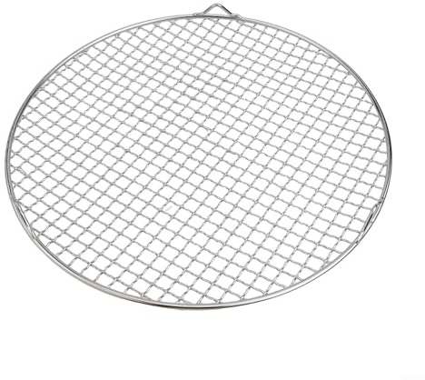 UTTASU Griglia di raffreddamento in acciaio inox, 30-35 cm, resistente, per grigliare, asciugare, biscotti e pizza, vassoio rotondo in rete metallica (argento) (35 cm)